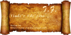Timár Füzike névjegykártya